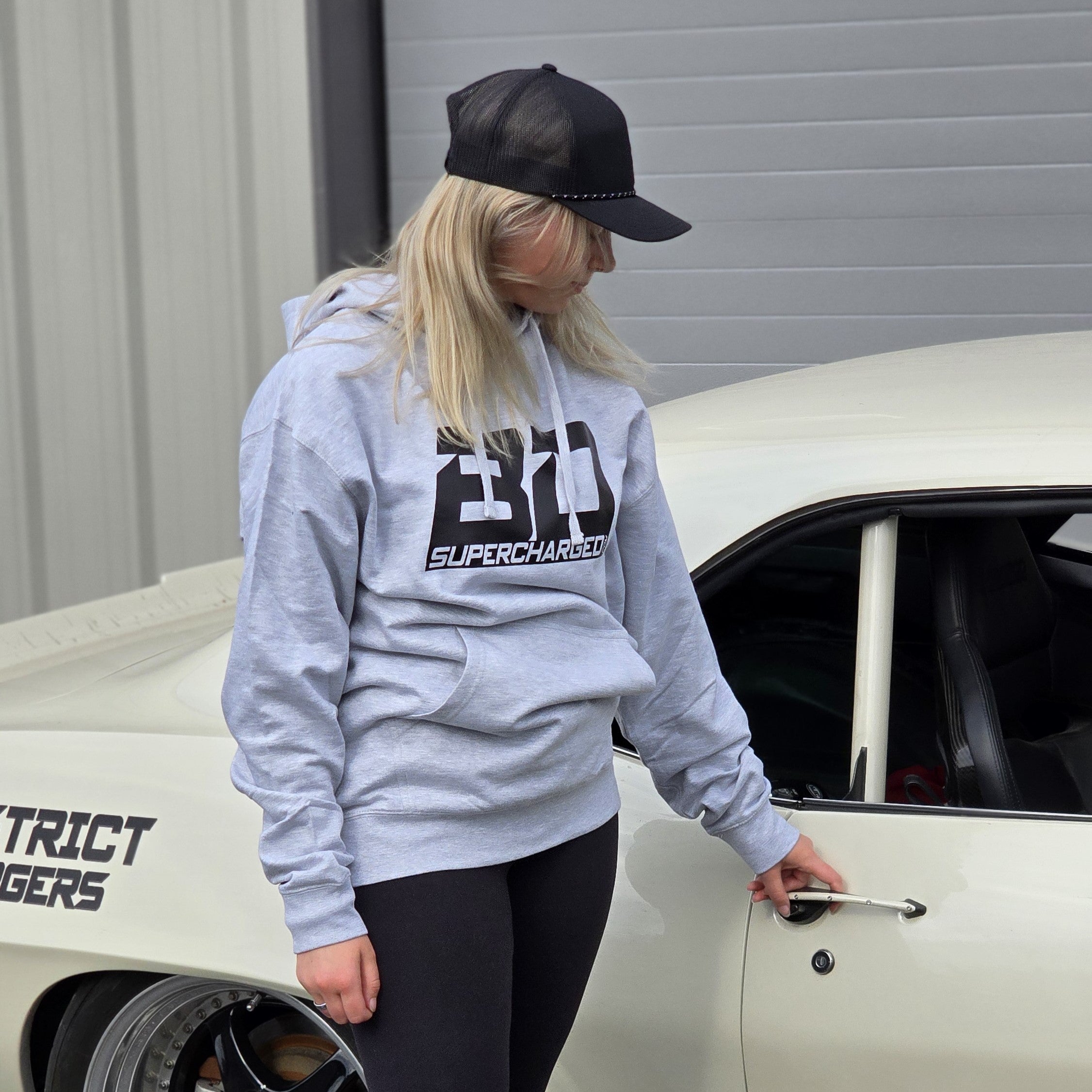 BoostDistrict Grey Hoodie BD Logo