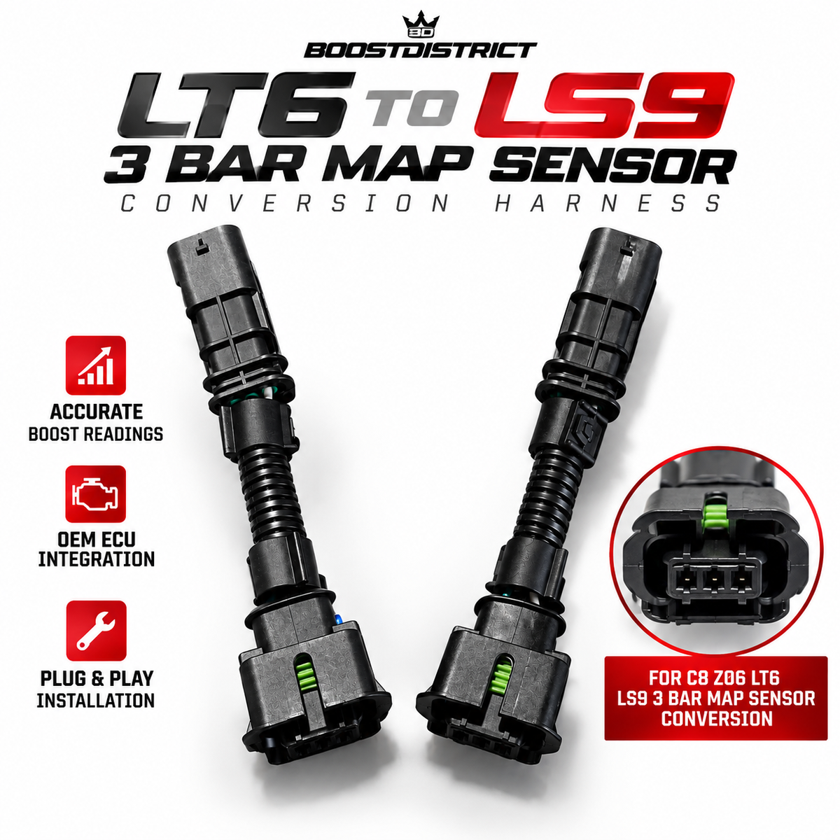 2023+ C8 Corvette Z06 LT6 LS9 3-Bar MAP Sensor Adapter Harness