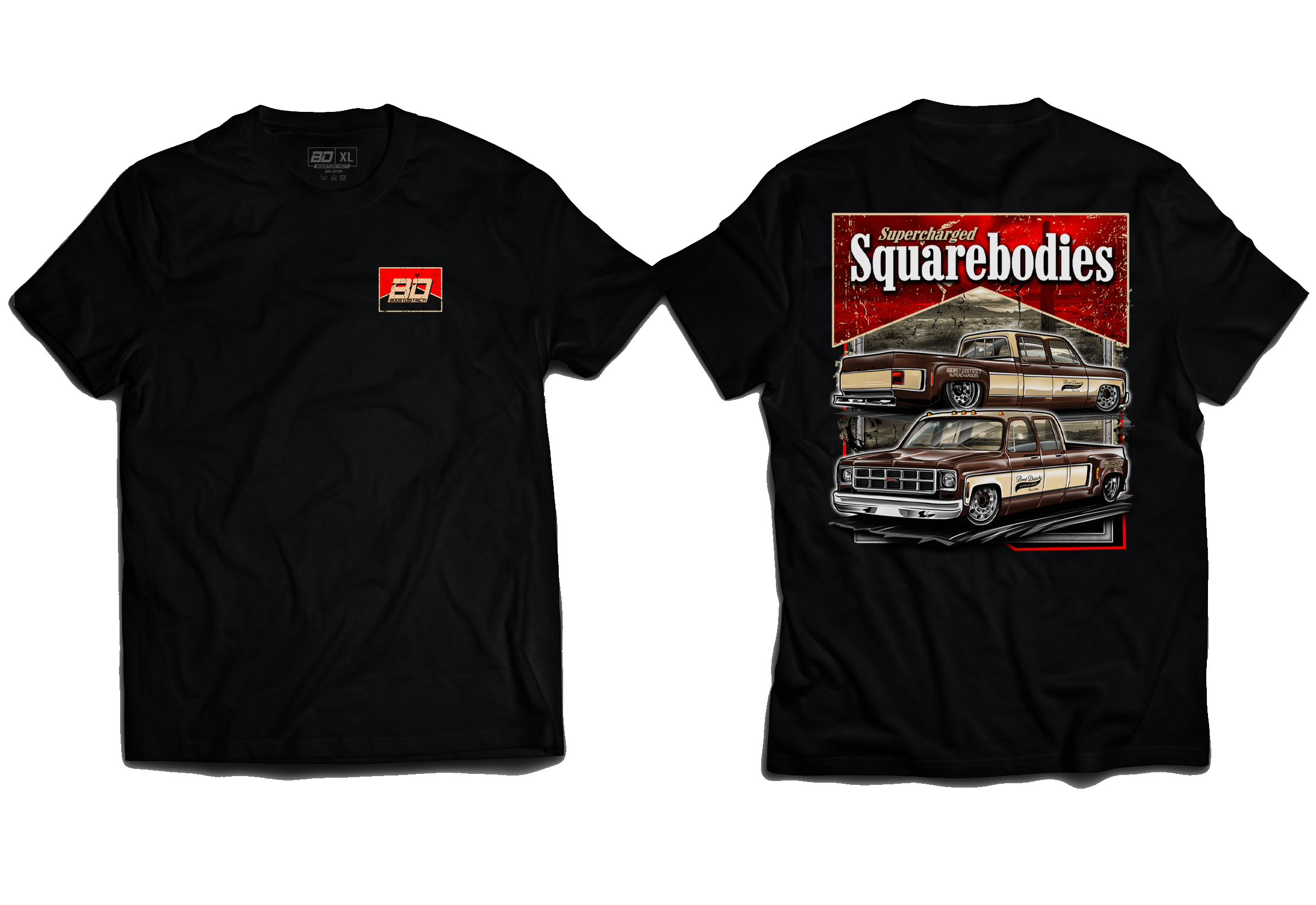 "Supercharged Squarebodies" Boost District T-Shirt
