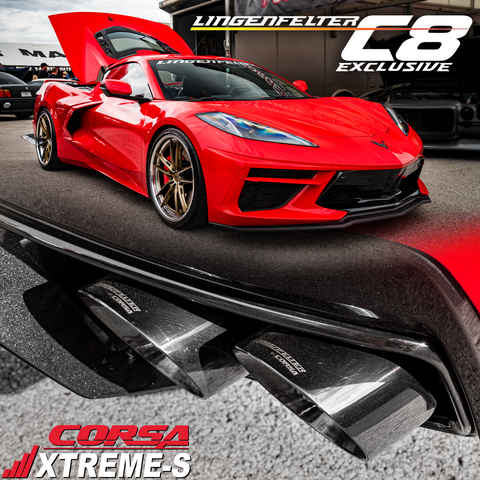 Lingenfelter CORSA Xtreme-S 4 Valve C8 Corvette Exhaust with Black Chrome Tips